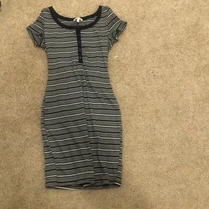 striped body-con dress